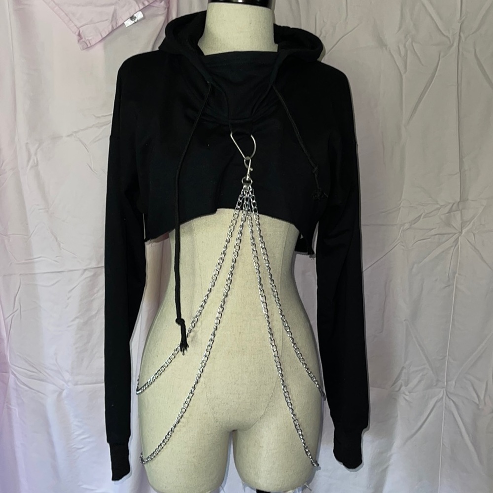 Black Gothic cropped Hoodie